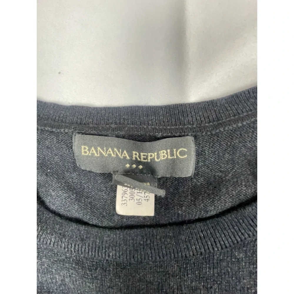 BANANA REPUBLIC MENS MEDIUM SILK CASHMERE CREW NECK SWEATER GRAY LONG SLEEVE